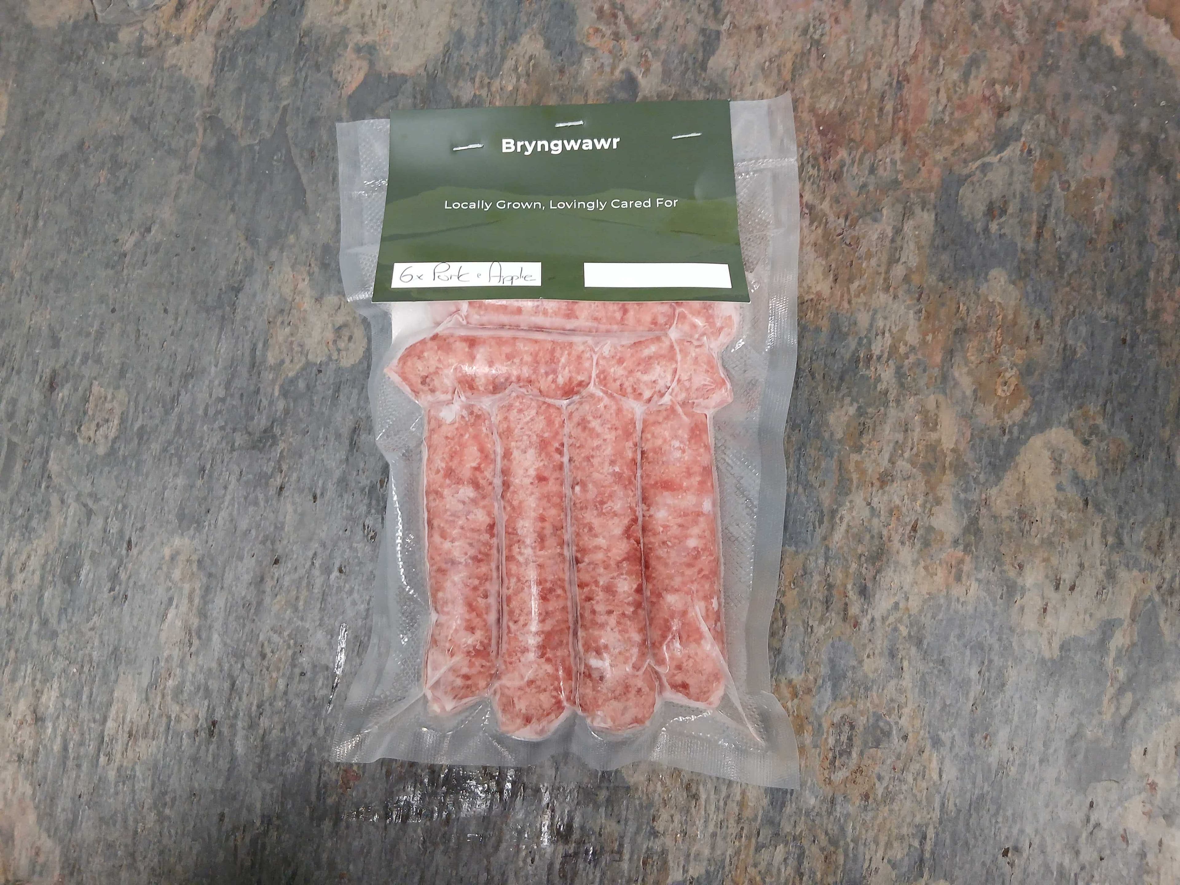 Pork & Apple Sausages from Bryngwawr Farm in Carmarthen, Wales
