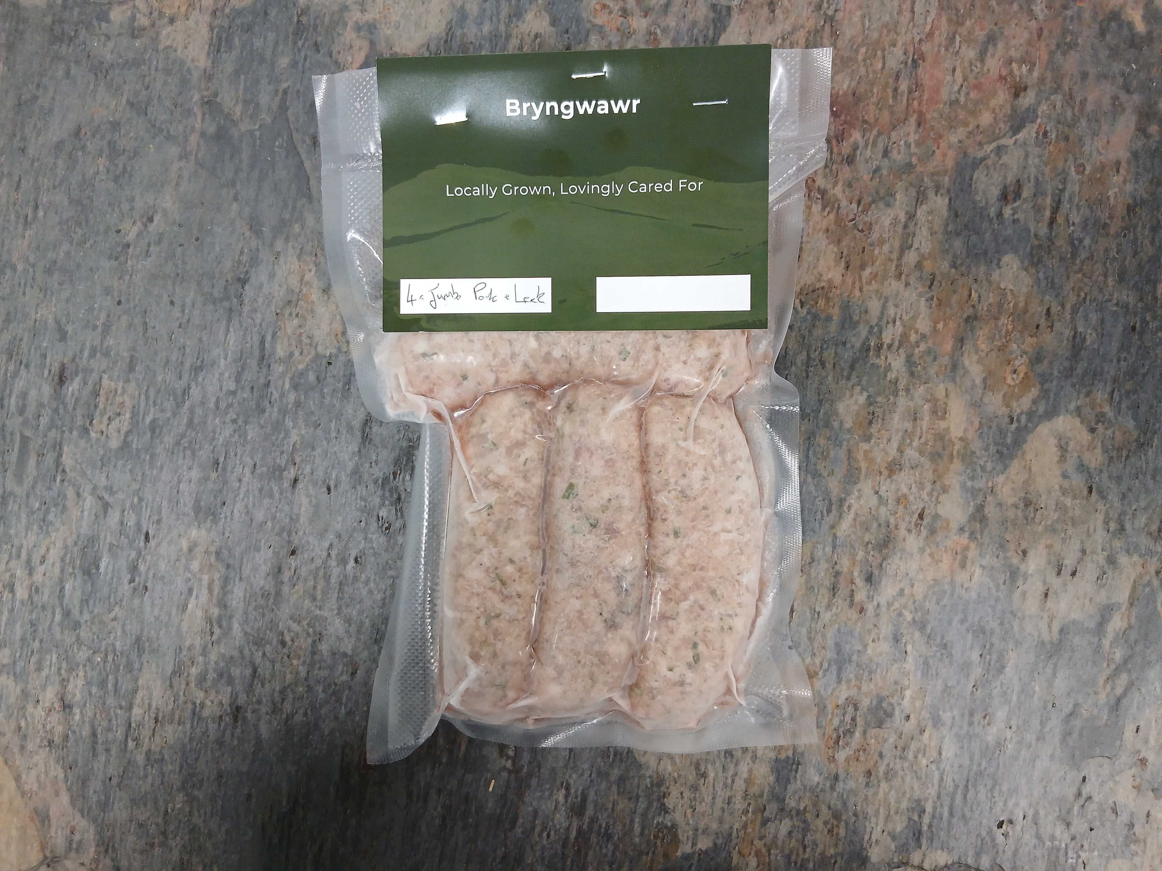 Pork & Leek Sausages from Bryngwawr Farm in Carmarthen, Wales